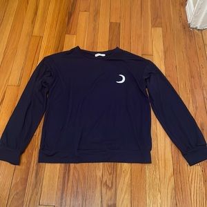Navy Blue Long Sleeve Shirt Romwe